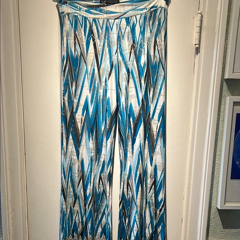 Warrior Within Blue and White Geometric Patterned Pants